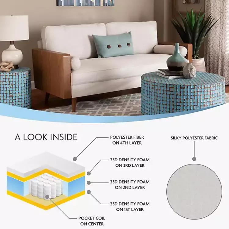 Kirklands Home Sofas & Loveseats|Beige Upholstered Harley Walnut Sofa Tan