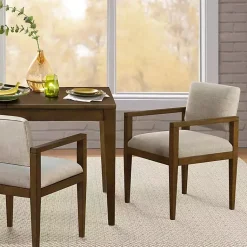 Kirklands Home Dining Chairs|Beige Upholstered Wood Dining Chairs, Set of 2 Tan