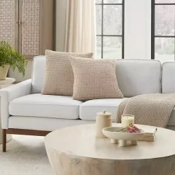Online Beige Waffle Knit Chenille Throw Pillows, Set of 2 Pillows