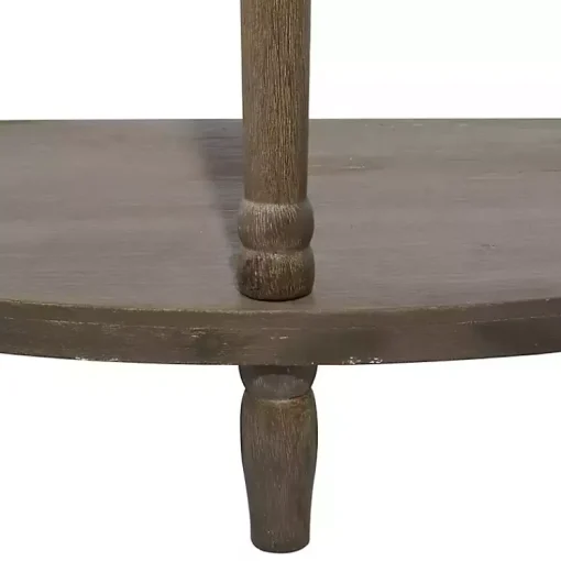 Kirklands Home Console Tables|Beige Wood and Metal Half Moon Console Table Tan
