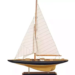 Outlet Beige Wood Coastal Sailboat, 21 in. Statues & Figurines