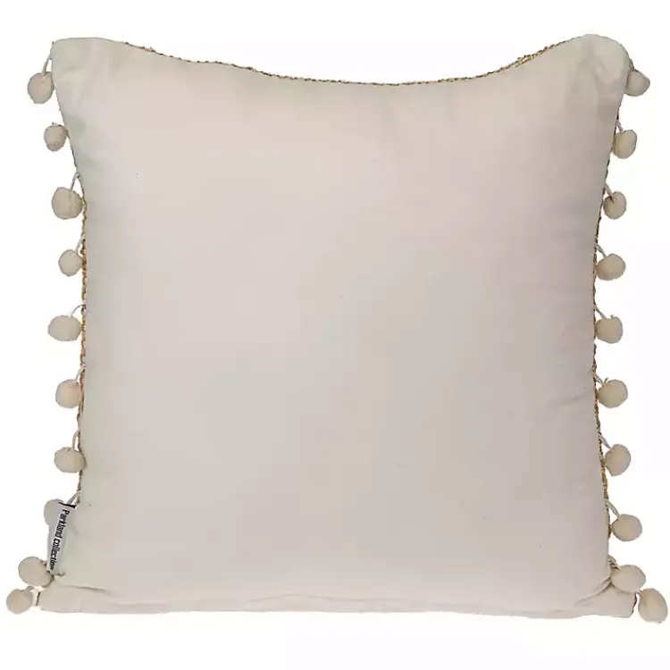Discount Beige Woven Pom Pom Pillow Pillows