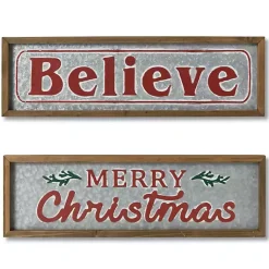 New Believe and Merry Christmas Wall Plaques, Set of 2 Christmas Art & Wall Decor