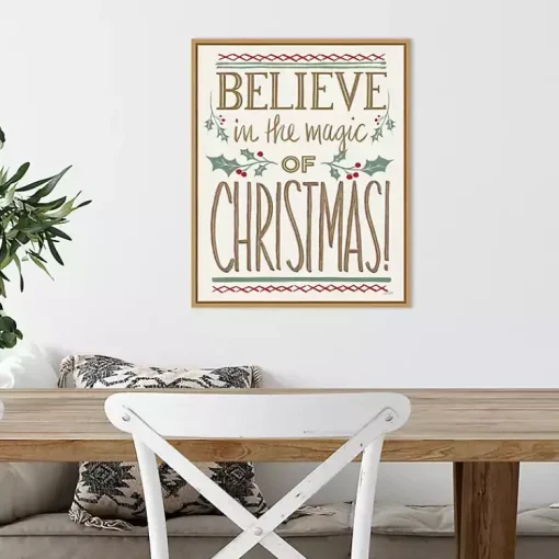 Hot Believe in the Magic Christmas Canvas Wall Plaque Christmas Art & Wall Decor