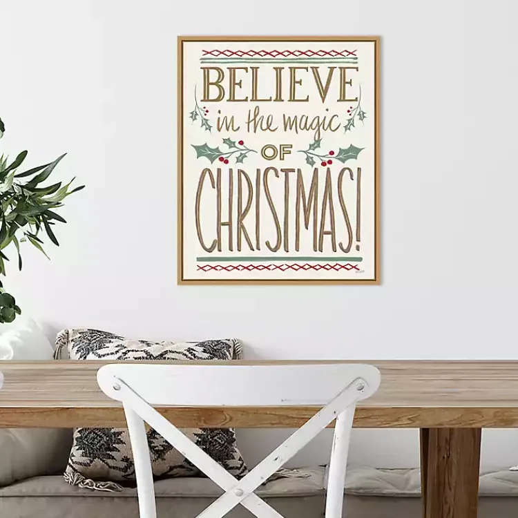 Hot Believe in the Magic Christmas Canvas Wall Plaque Christmas Art & Wall Decor