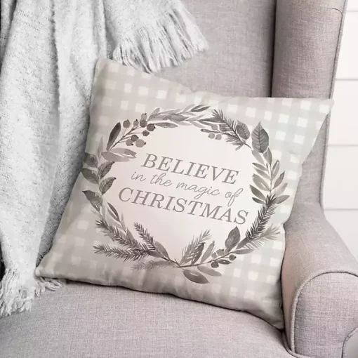 Believe in the Magic of Christmas Plaid Pillow Christmas Pillows