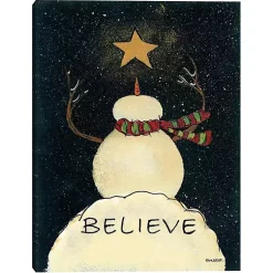 Discount Believe Snowman Canvas Art Print Christmas Art & Wall Decor