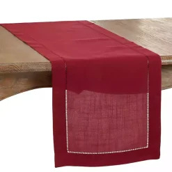 Kirklands Home Table Linens|Berry Hemstitch Border Table Runner Red