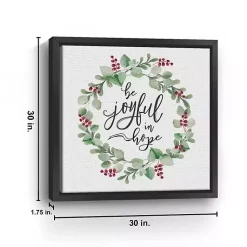 Clearance Berry Wreath Be Joyful Framed Canvas Art Print Christmas Art & Wall Decor