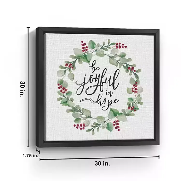 Clearance Berry Wreath Be Joyful Framed Canvas Art Print Christmas Art & Wall Decor