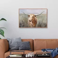 Kirklands Home Canvas Art|Big Sky Longhorn Framed Canvas Art Print