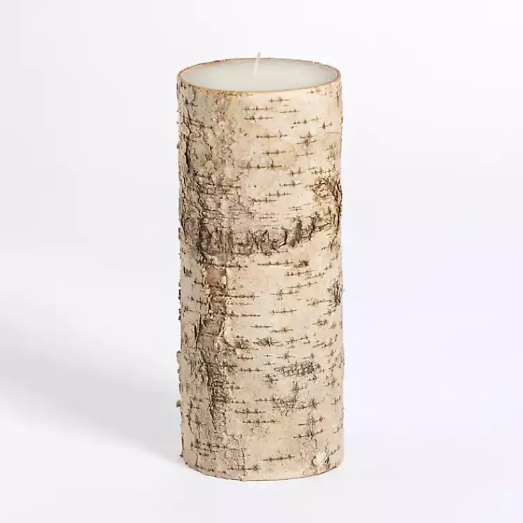 Discount Birch Tree Bark Pillar Candle, 4x8 in. Candles