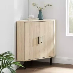 Kirklands Home Cabinets & Sideboards|Birch Wood Finish Corner Cabinet Tan
