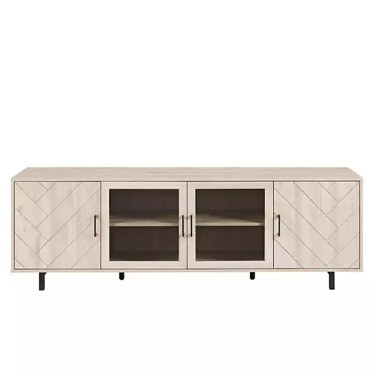 Kirklands Home Tv Stands & Media Consoles|Birch Wood Herringbone 4-Door TV Sd Tan