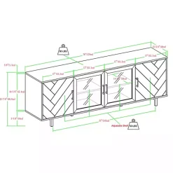 Kirklands Home Tv Stands & Media Consoles|Birch Wood Herringbone 4-Door TV Sd Tan