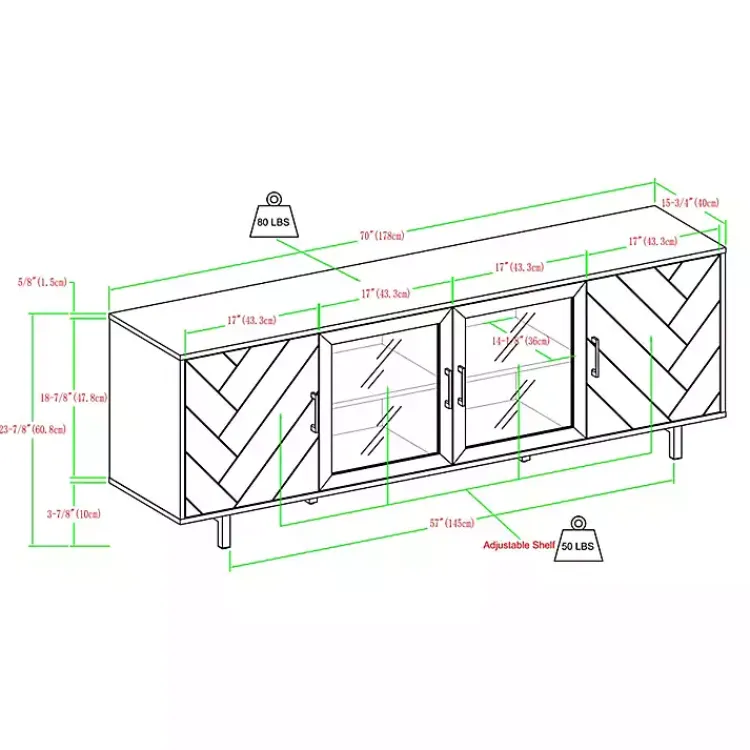 Kirklands Home Tv Stands & Media Consoles|Birch Wood Herringbone 4-Door TV Sd Tan