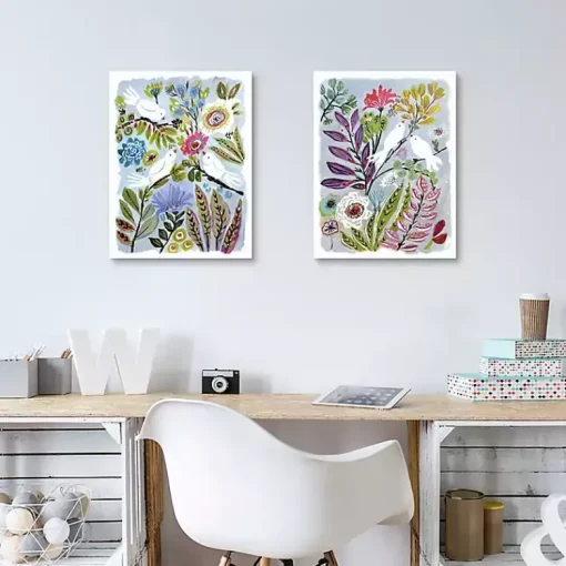 Kirklands Home Canvas Art|Bird Love Framed Canvas Art Prints, Set of 2 Multi