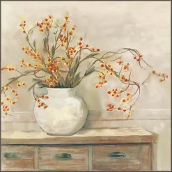 Kirklands Home Canvas Art|Bittersweet Bouquet Framed Canvas Art Print Tan