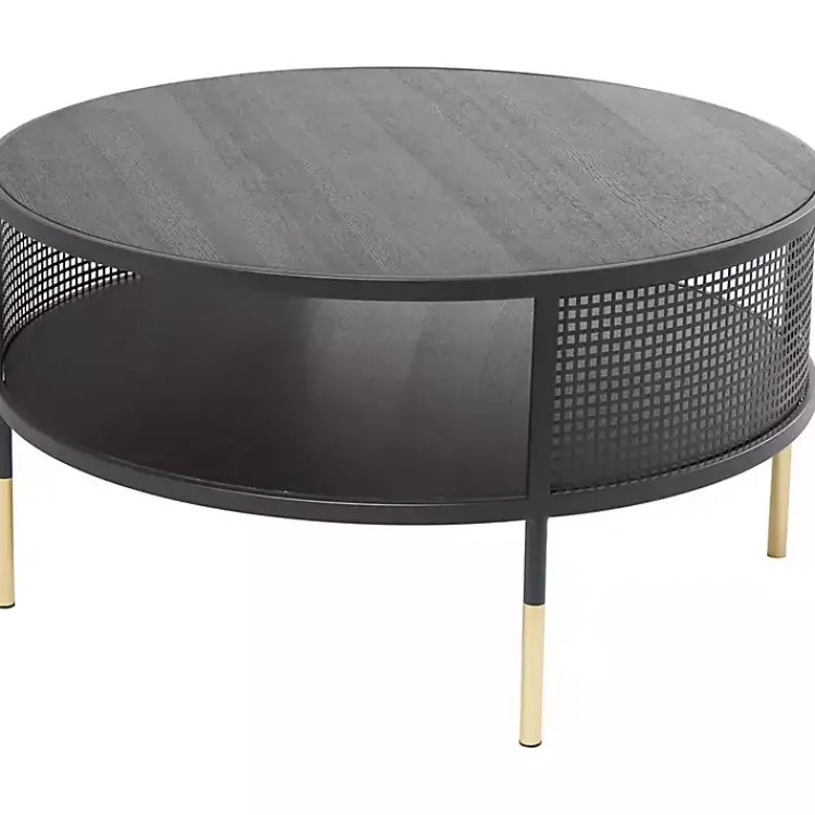Kirklands Home Coffee Tables|& Gold Metal Mesh Round Coffee Table Black