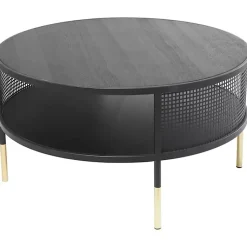 Kirklands Home Coffee Tables|& Gold Metal Mesh Round Coffee Table Black