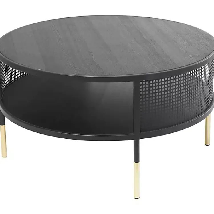 Kirklands Home Coffee Tables|& Gold Metal Mesh Round Coffee Table Black