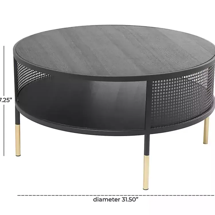 Kirklands Home Coffee Tables|& Gold Metal Mesh Round Coffee Table Black
