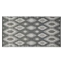 Kirklands Home Outdoor Rugs|Black & Gray Diamond Stripe Outdoor Area Rug, 4x6
