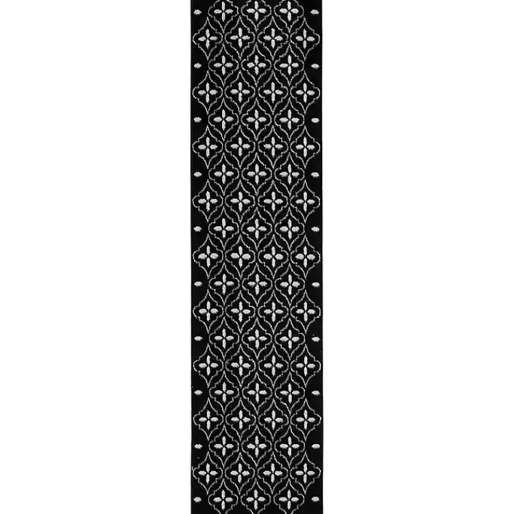 Kirklands Home Outdoor Rugs|Black & Ivory Quatrefoil Indoor/Outdoor Runner