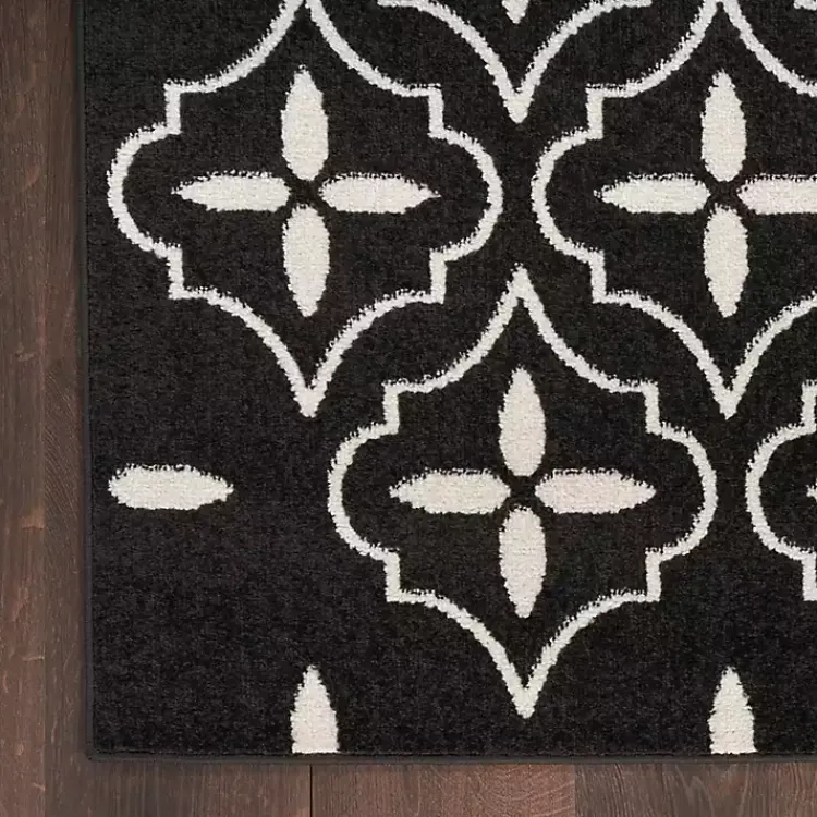 Kirklands Home Outdoor Rugs|Black & Ivory Quatrefoil Indoor/Outdoor Rug, 4x6