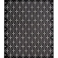 Kirklands Home Outdoor Rugs|Black & Ivory Quatrefoil Indoor/Outdoor Rug, 5x7