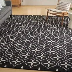 Kirklands Home Outdoor Rugs|Black & Ivory Quatrefoil Indoor/Outdoor Rug, 5x7