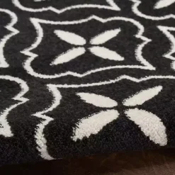 Kirklands Home Outdoor Rugs|Black & Ivory Quatrefoil Indoor/Outdoor Rug, 5x7