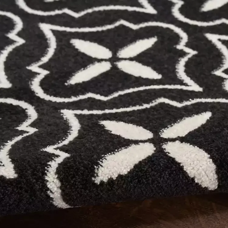 Kirklands Home Area Rugs|Black & Ivory Quatrefoil Indoor/Outdoor Rug, 8x10