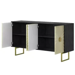 Kirklands Home Cabinets & Sideboards|Black & Ivory Sunburst 4-Door Sideboard