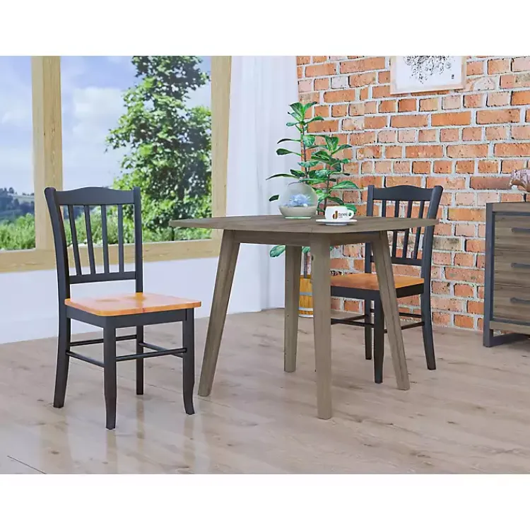 Kirklands Home Dining Chairs|Black & Oak Wood Shaker Dining Chairs, Set of 2 Brown