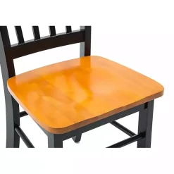 Kirklands Home Dining Chairs|Black & Oak Wood Shaker Dining Chairs, Set of 2 Brown