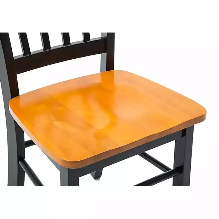 Kirklands Home Dining Chairs|Black & Oak Wood Shaker Dining Chairs, Set of 2 Brown