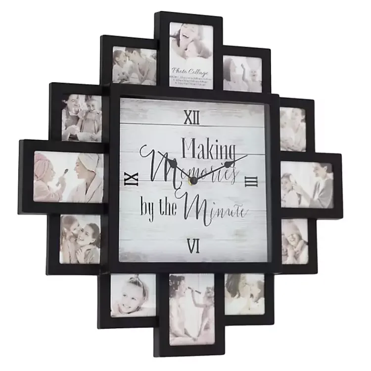 Kirklands Home Clocks|Black 12 Photo Frame Collage Clock