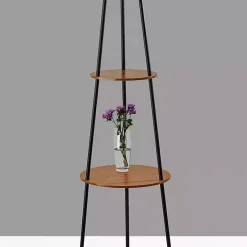 Kirklands Home Floor Lamps|& Walnut Shelves Savannah Floor Lamp Black