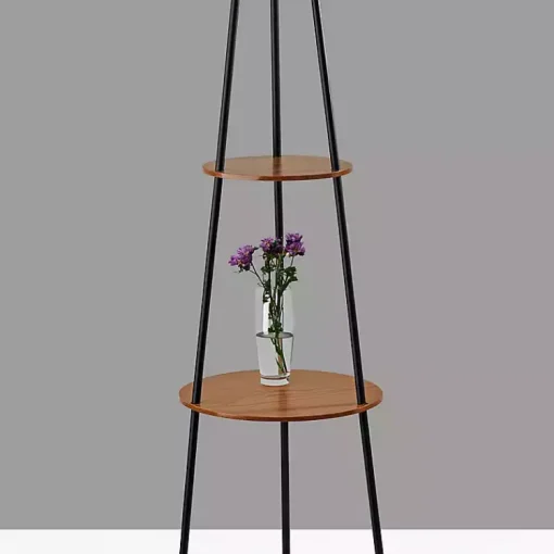 Kirklands Home Floor Lamps|& Walnut Shelves Savannah Floor Lamp Black