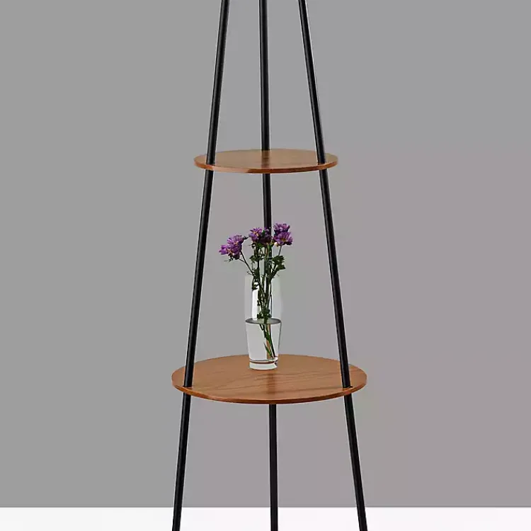 Kirklands Home Floor Lamps|& Walnut Shelves Savannah Floor Lamp Black