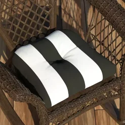 Kirklands Home Outdoor Cushions & Pillows|Black & White Awning Stripe Outdoor Chair Cushion
