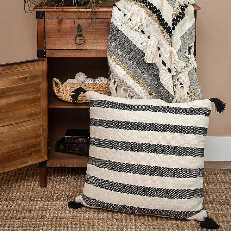 Best Black & White Bungalow Stripe Throw Pillow Pillows