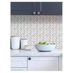 Kirklands Home Wall Murals & Wallpaper|Black & White Chevron Peel & Stick Wallpaper