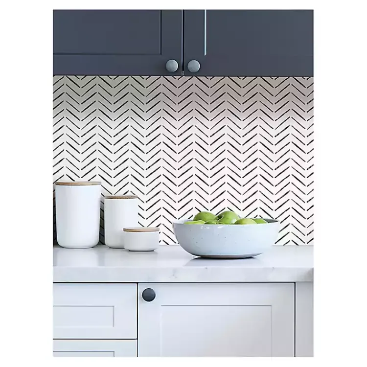 Kirklands Home Wall Murals & Wallpaper|Black & White Chevron Peel & Stick Wallpaper