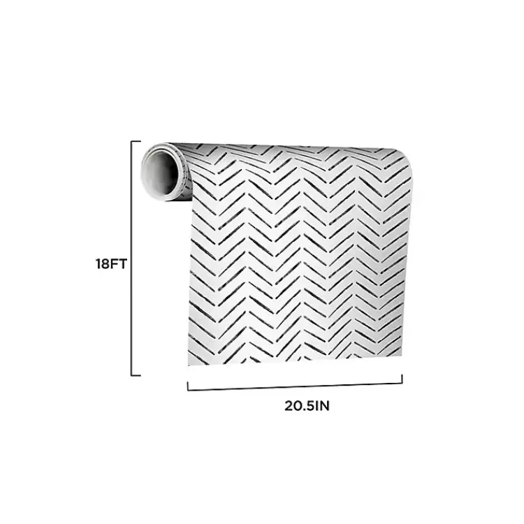 Kirklands Home Wall Murals & Wallpaper|Black & White Chevron Peel & Stick Wallpaper