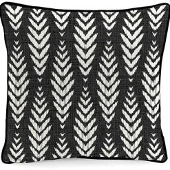 Kirklands Home Outdoor Cushions & Pillows|Black & White Geometric Leaves Outdoor Pillow