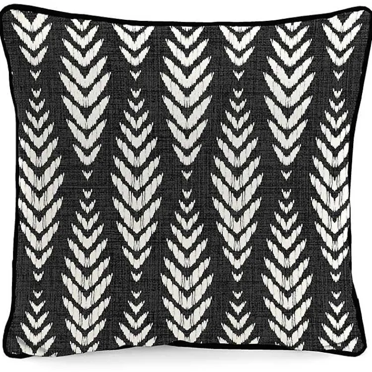 Kirklands Home Outdoor Cushions & Pillows|Black & White Geometric Leaves Outdoor Pillow