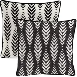 Kirklands Home Outdoor Cushions & Pillows|Black & White Geometric Leaves Outdoor Pillow