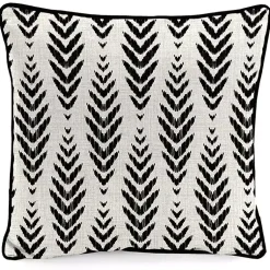 Kirklands Home Outdoor Cushions & Pillows|Black & White Geometric Leaves Outdoor Pillow